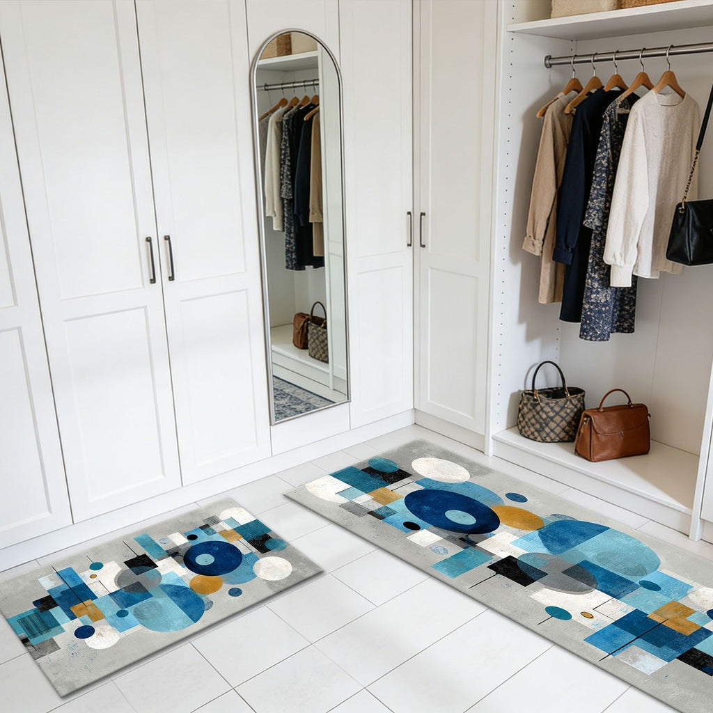 Three-Piece Abstract Kitchen and Hallway Rug Set
