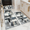 Abstract Washable Kitchen and Hallway Rug Set