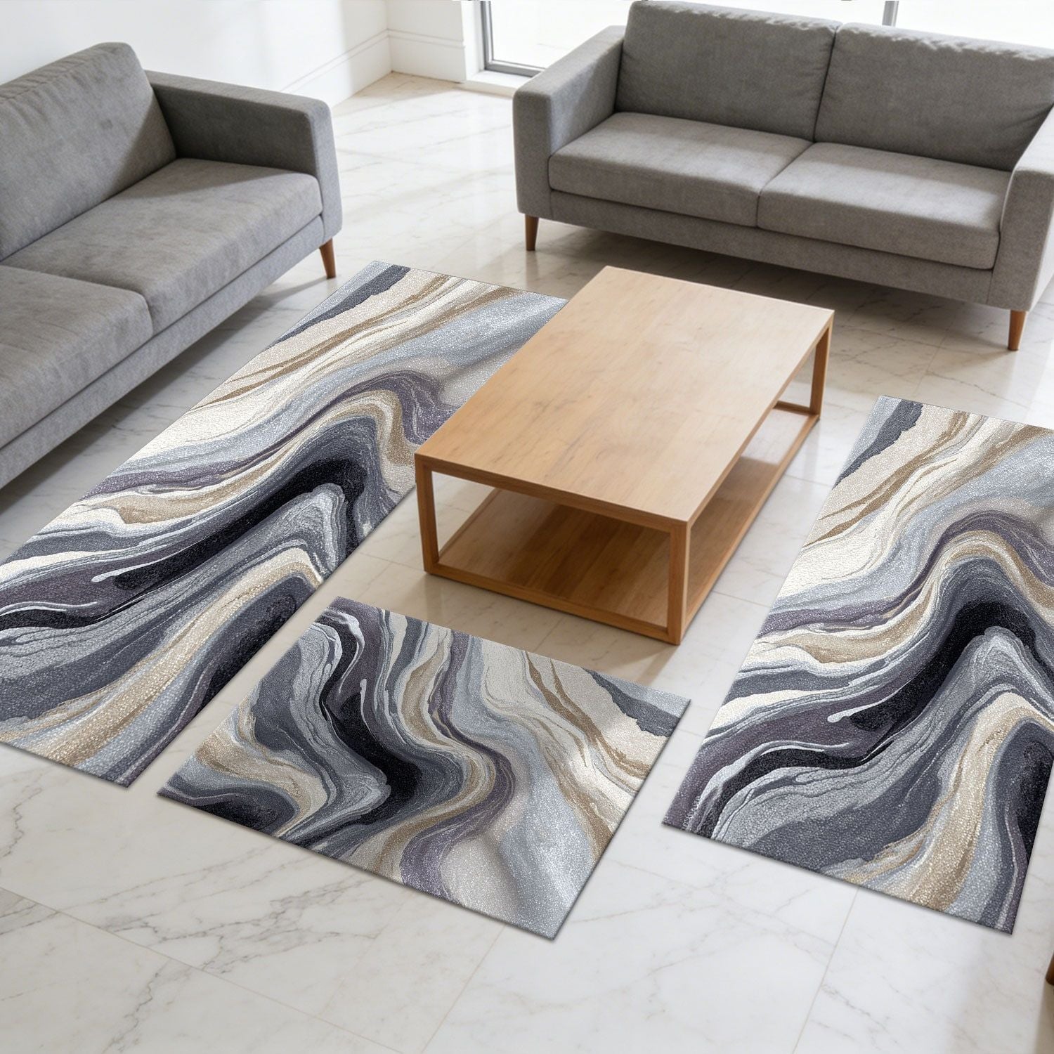 Three-Piece Kitchen Rug Set for Comfort and Easy Care