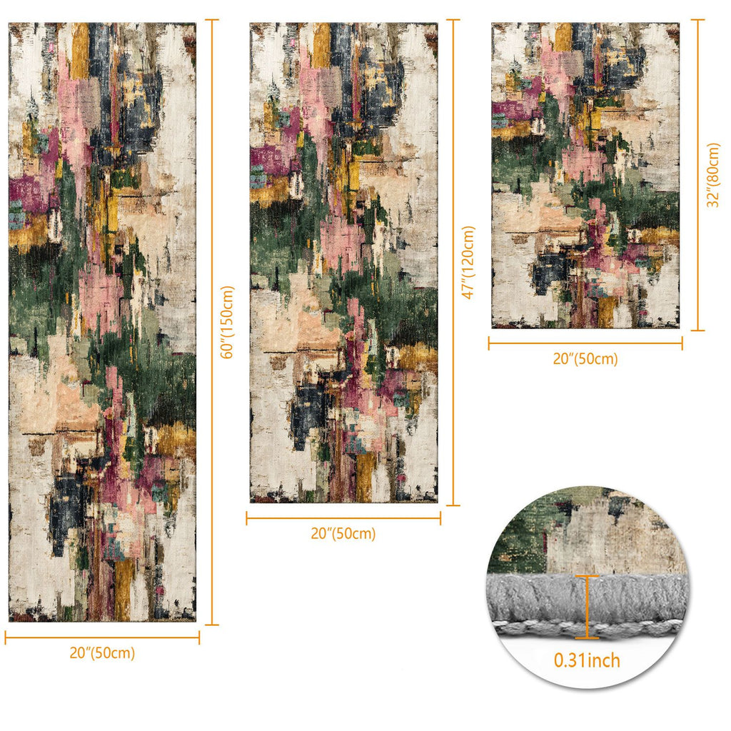 Three-Piece Farmhouse Kitchen Rug Set – Non-Slip and Washable Abstract Pattern