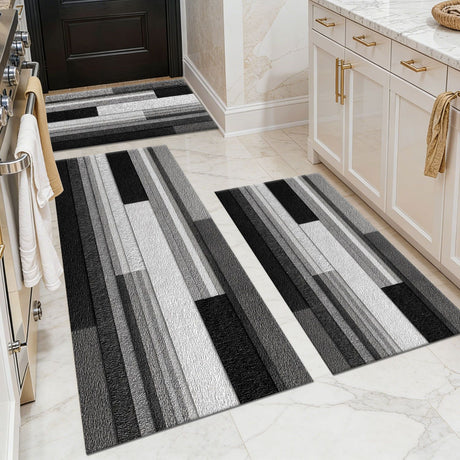 Non-Slip Washable 3-Piece Kitchen Rug Set Farmhouse Style