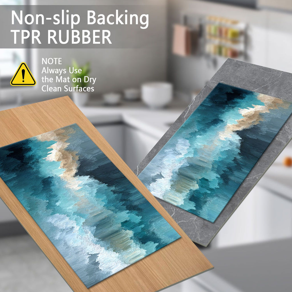 Abstract Three-Piece Kitchen Mat Set
