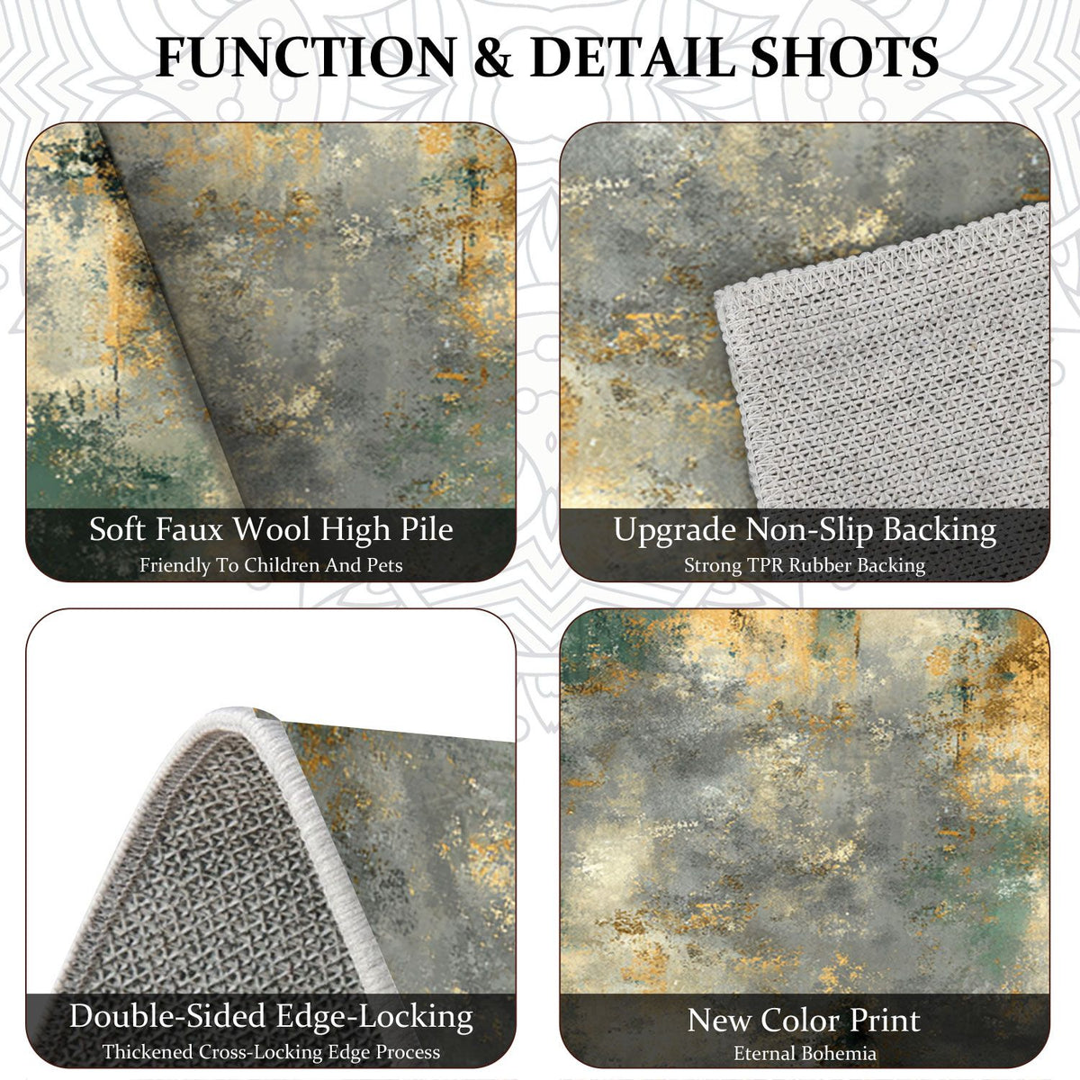 Three-Piece Abstract Kitchen and Hallway Mat Set