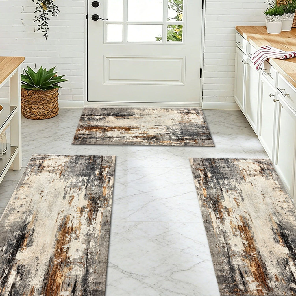 Three-Piece Kitchen Rug Set – Soft, Machine Washable, with Grip Backing