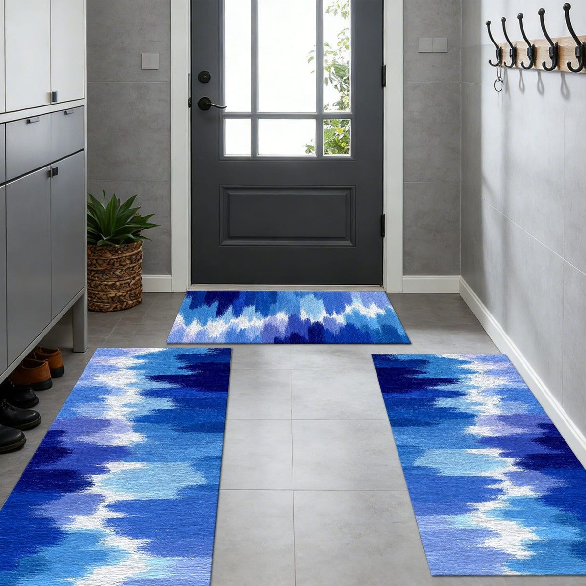 Abstract Three-Piece Kitchen Rug Set