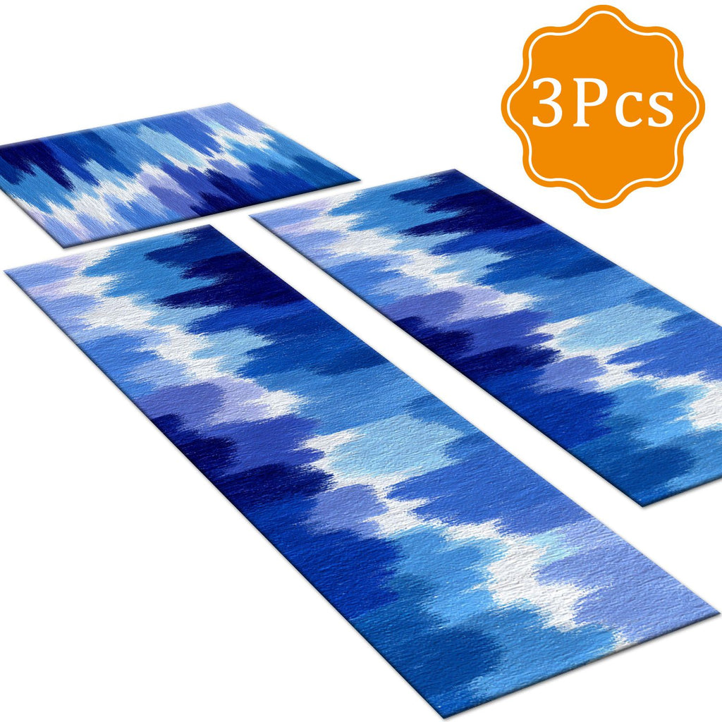 Abstract Three-Piece Kitchen Rug Set