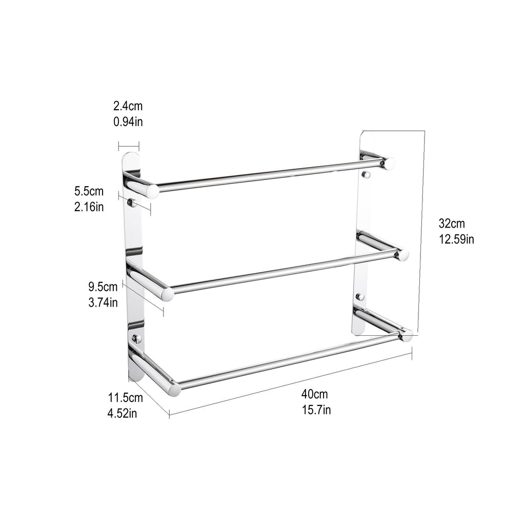 Space-Saving Three-Tier Towel Rack for Bathroom & Kitchen