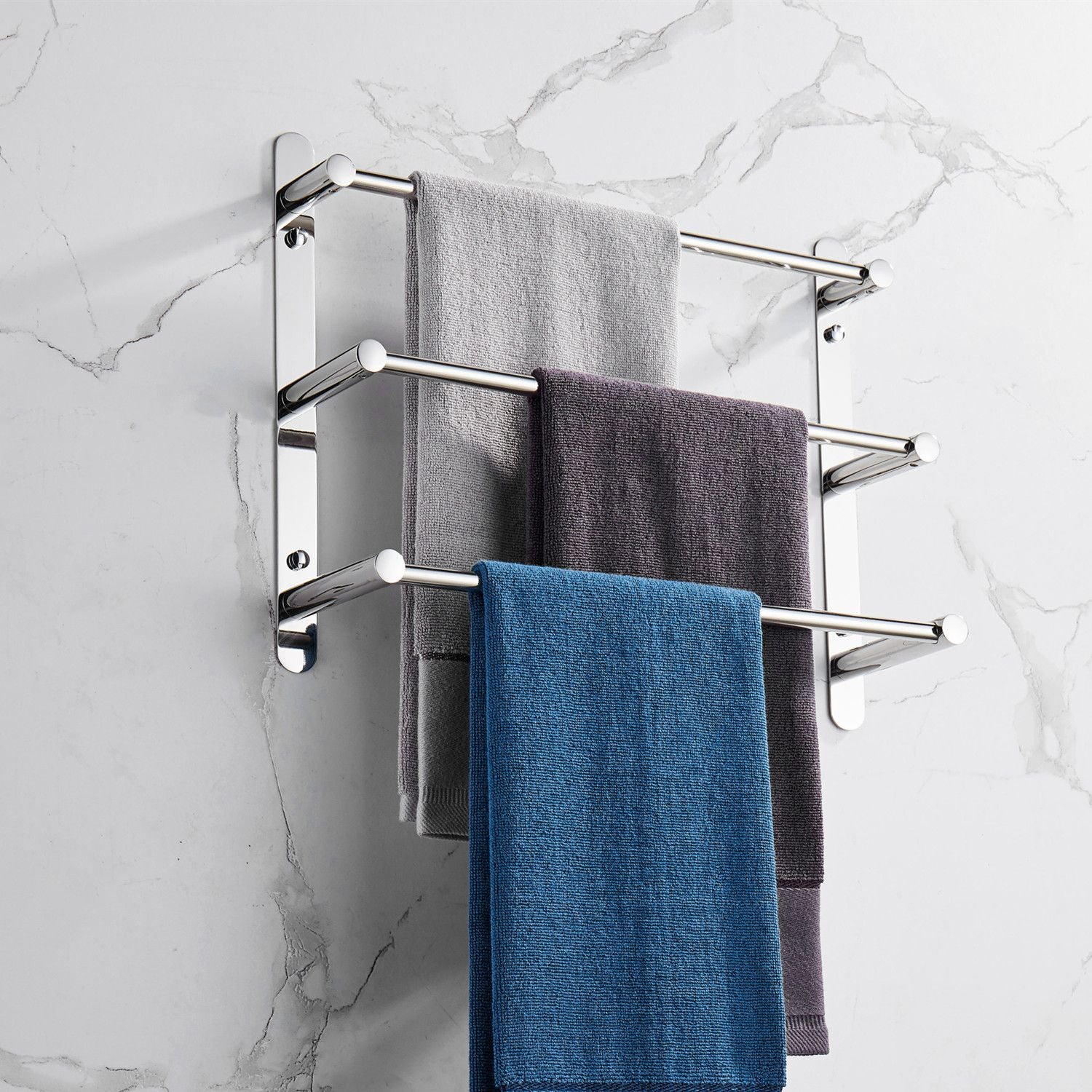 Space-Saving Three-Tier Towel Rack for Bathroom & Kitchen