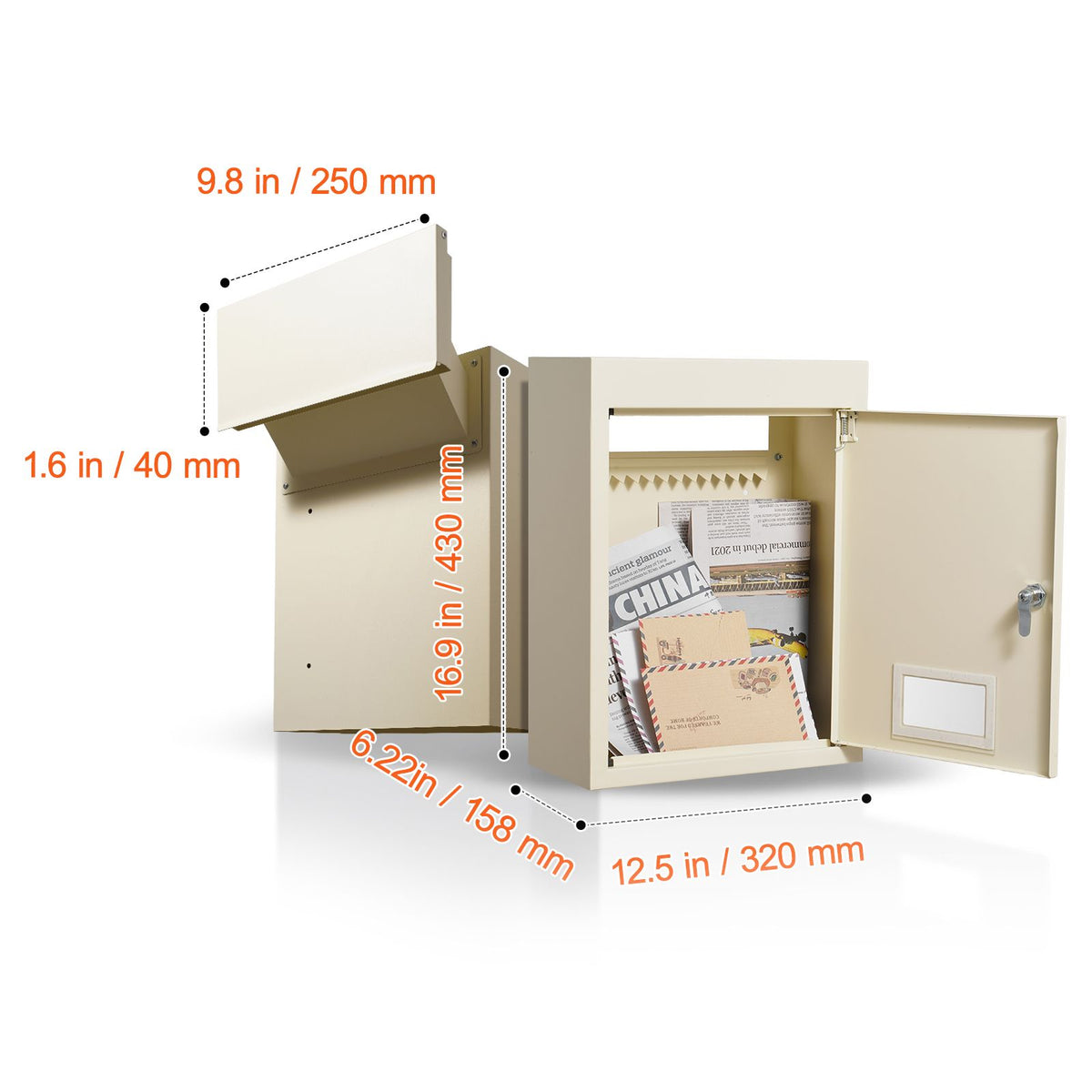 Secure Through-Wall Mail and Key Drop Box