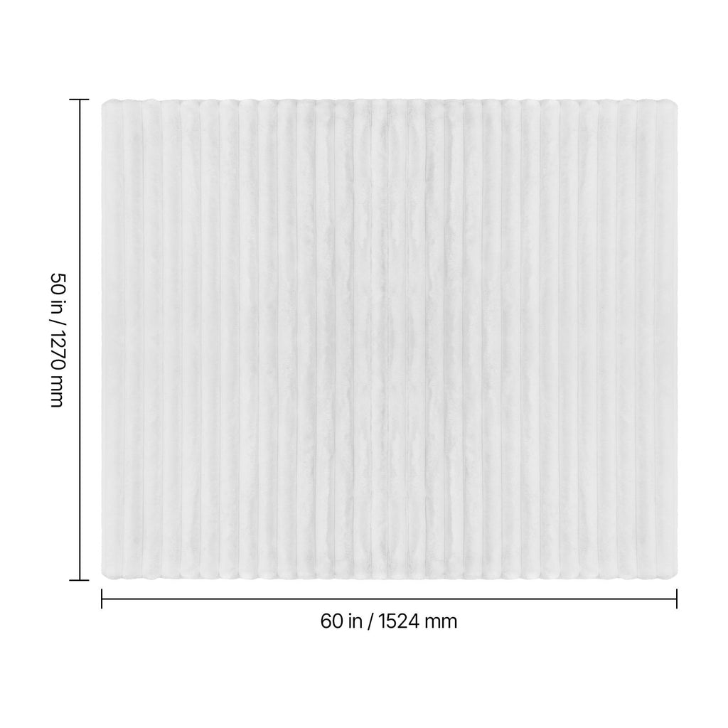 Cozy Double-Sided White Ribbed Throw Blanket