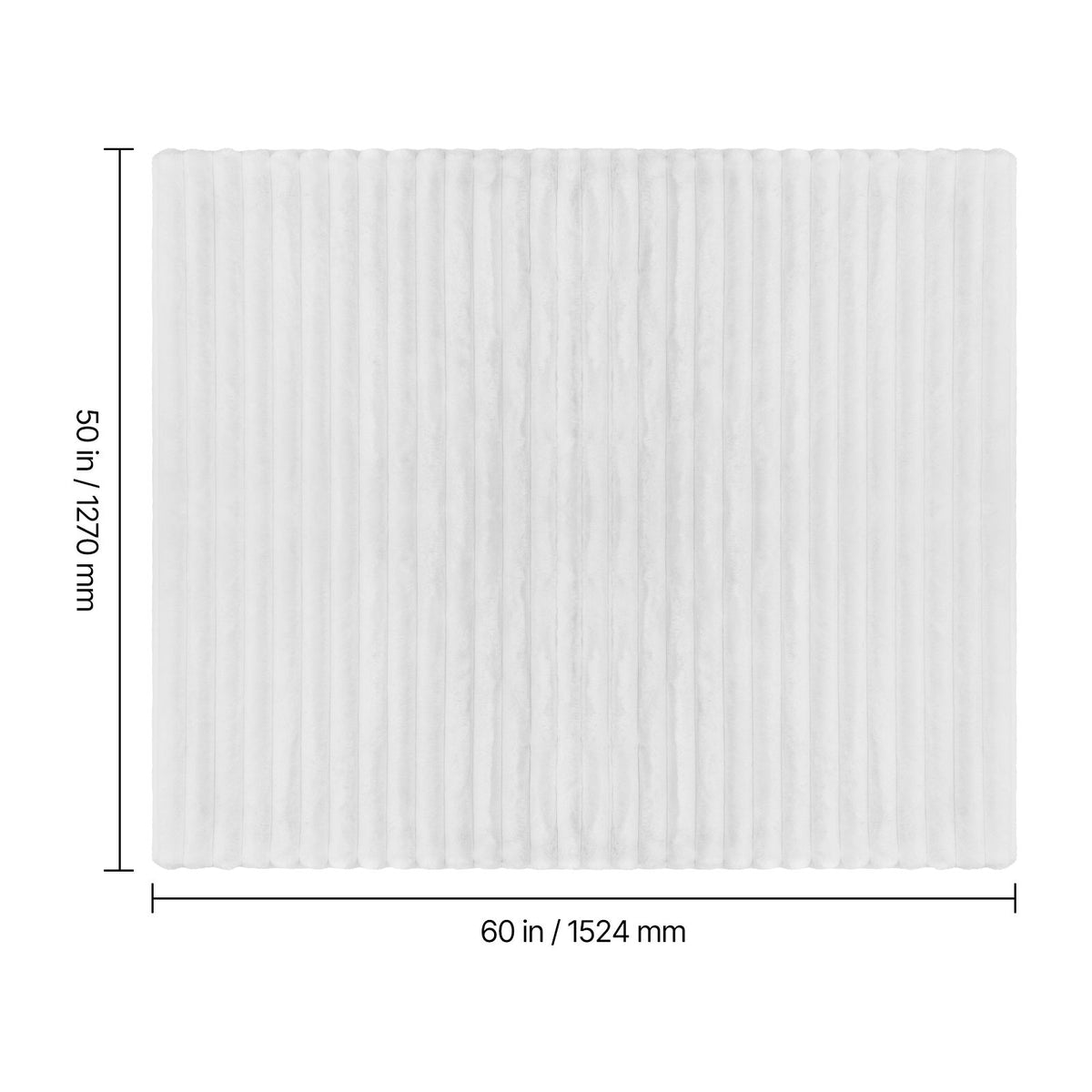 Cozy Double-Sided White Ribbed Throw Blanket