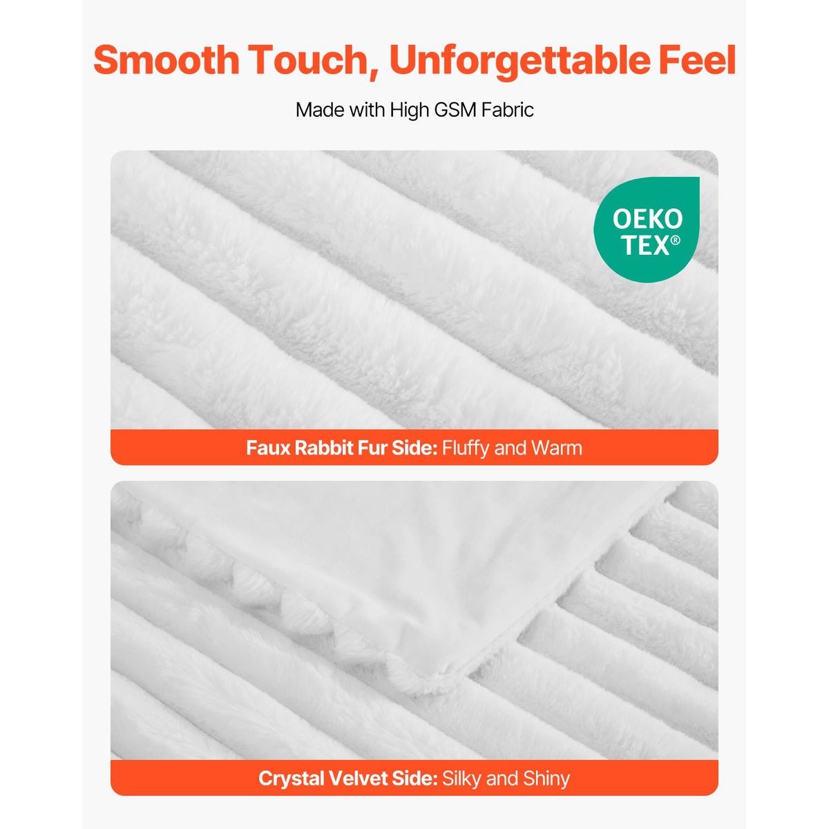 Cozy Double-Sided White Ribbed Throw Blanket