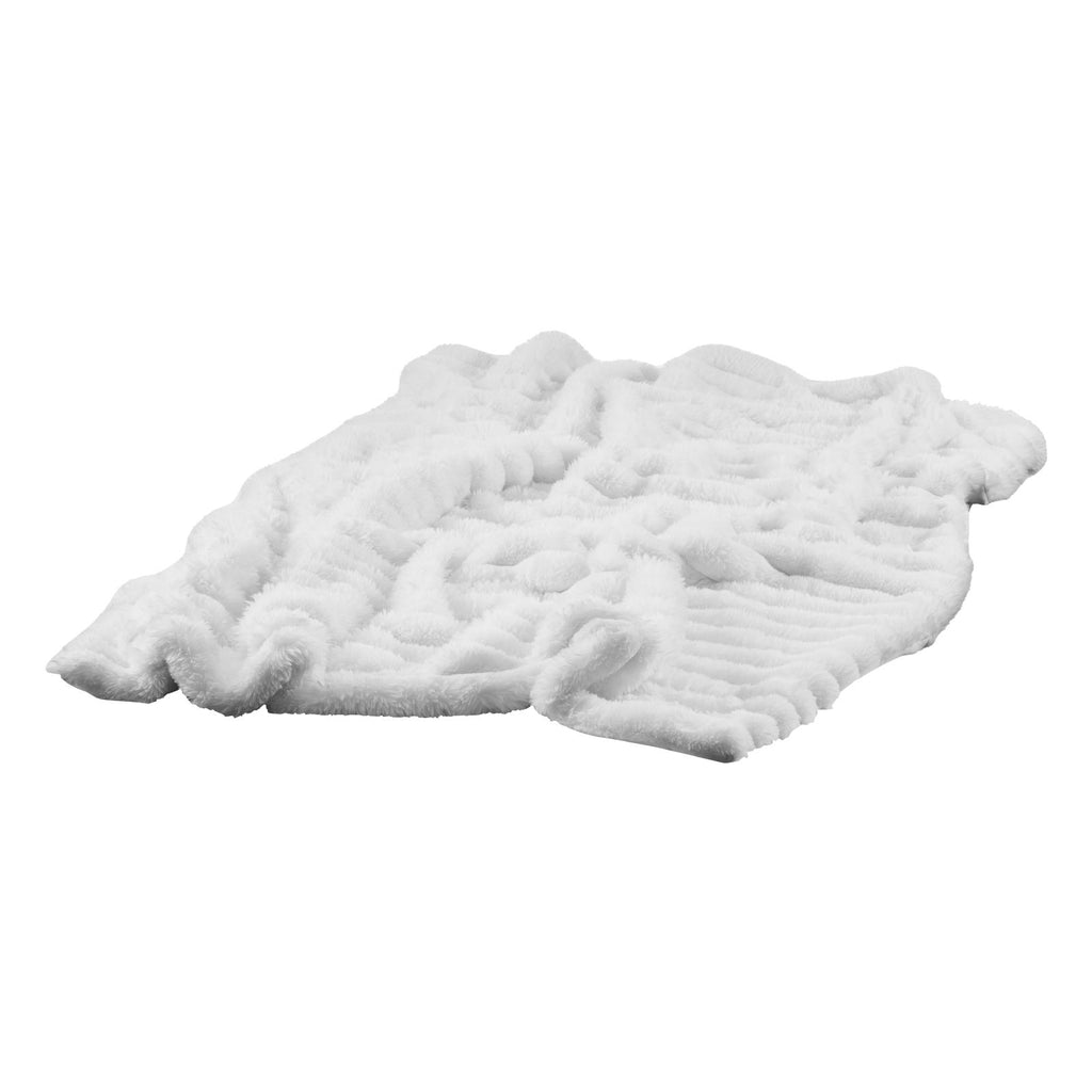 Cozy Double-Sided White Ribbed Throw Blanket