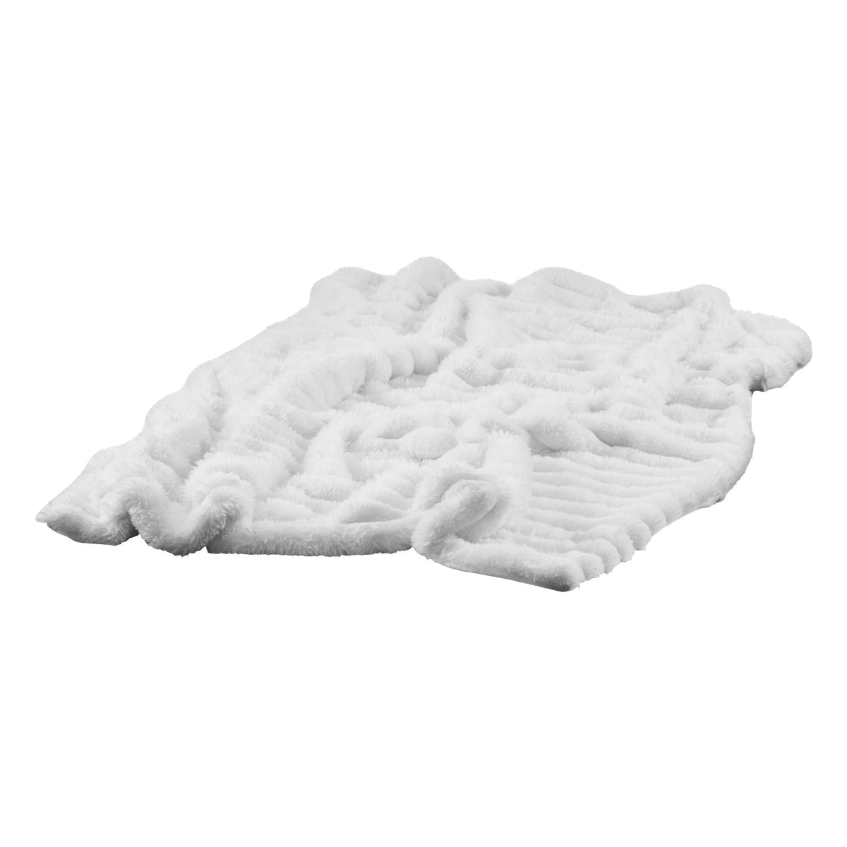 Cozy Double-Sided White Ribbed Throw Blanket