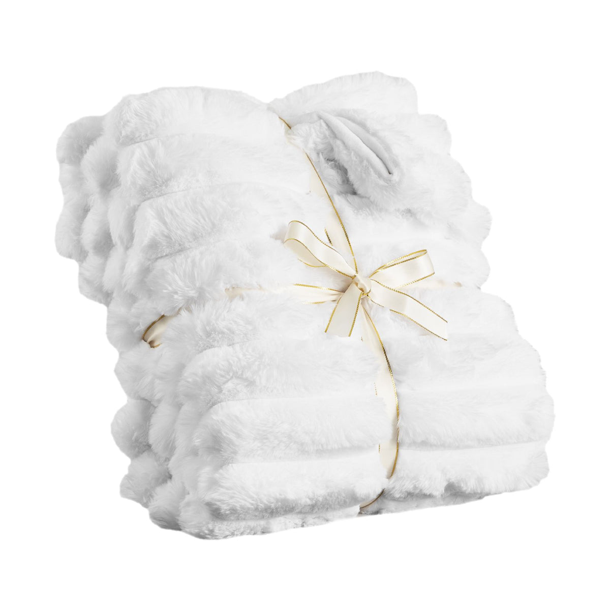 Cozy Double-Sided White Ribbed Throw Blanket
