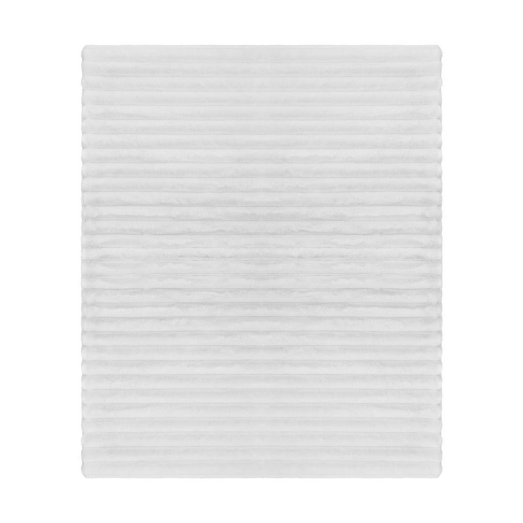 Cozy Double-Sided White Ribbed Throw Blanket