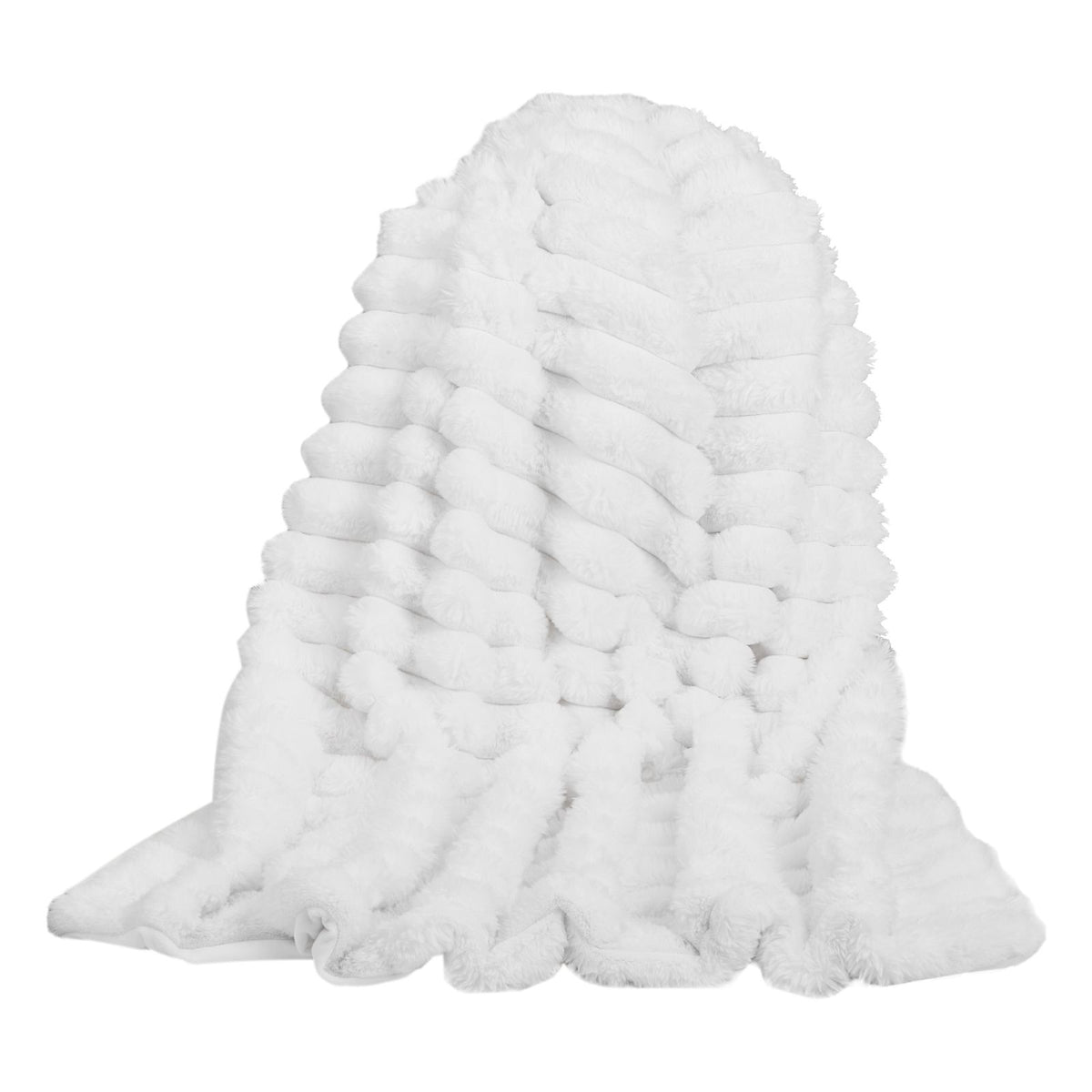 Cozy Double-Sided White Ribbed Throw Blanket