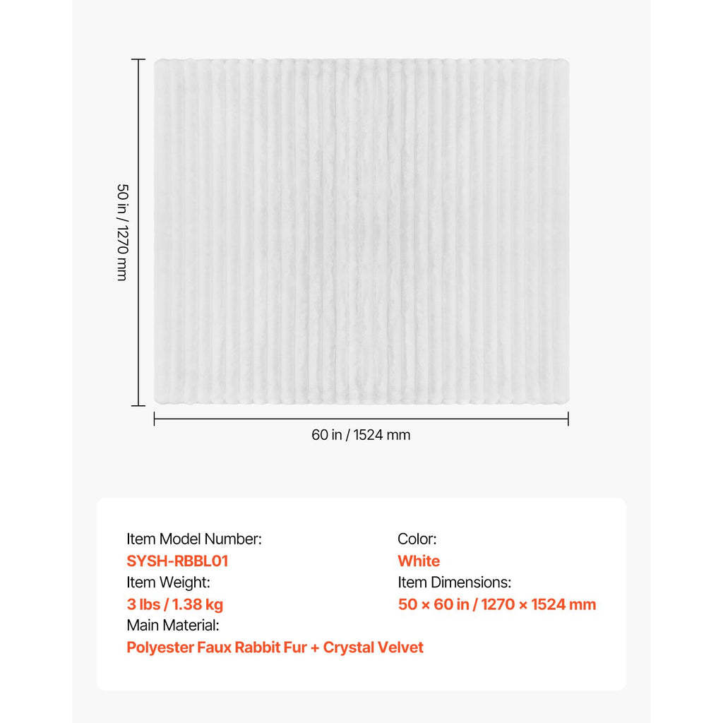 Cozy Double-Sided White Ribbed Throw Blanket