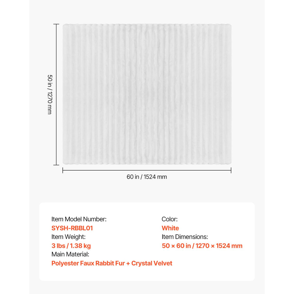 Cozy Double-Sided White Ribbed Throw Blanket