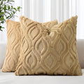 Khaki Plush Throw Pillow Covers, Set of Two
