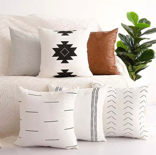 Modern Minimal Throw Pillow Covers – 6-Pack Vegan Leather Accent Pillows