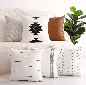 Modern Minimal Throw Pillow Covers – 6-Pack Vegan Leather Accent Pillows