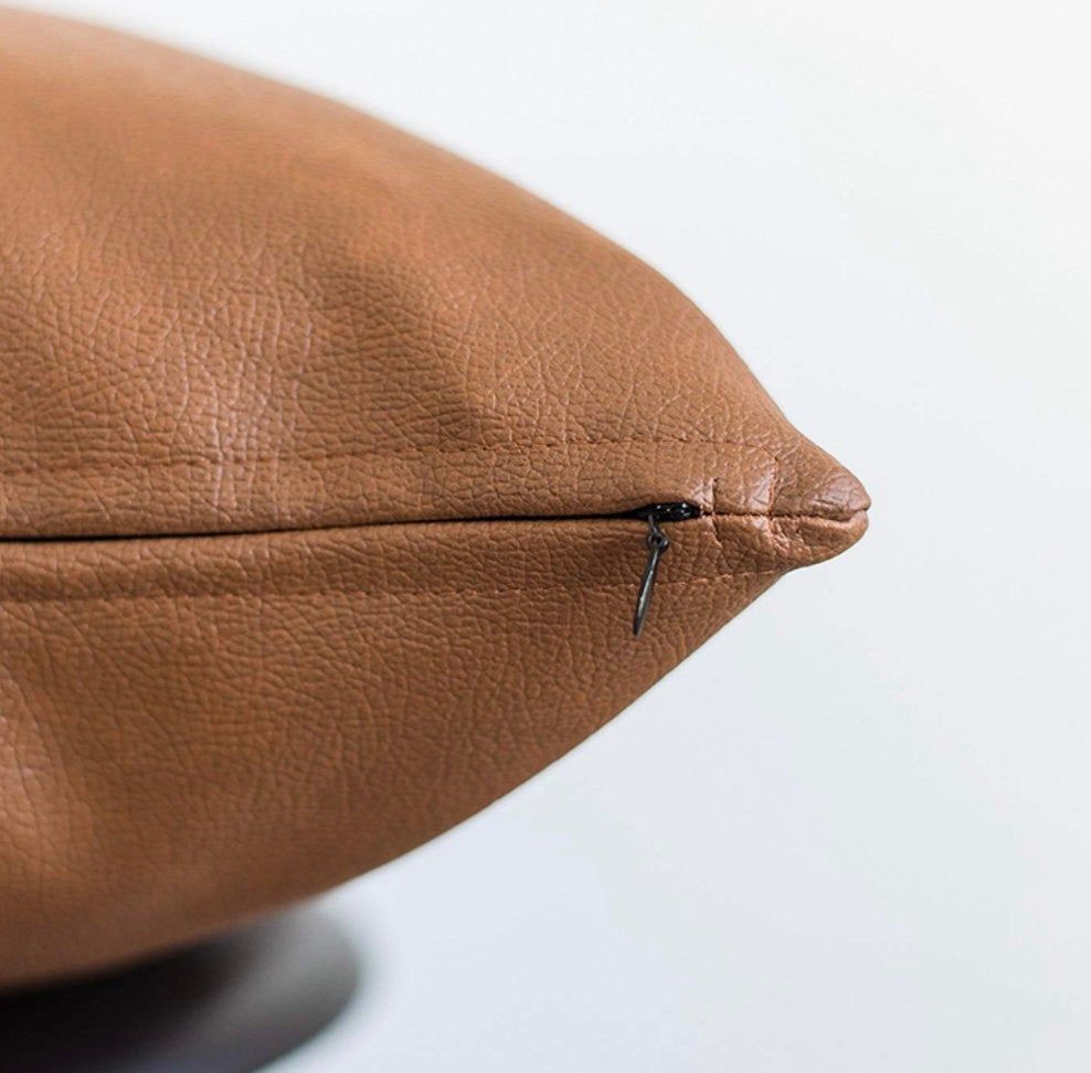 Modern Minimal Throw Pillow Covers – 6-Pack Vegan Leather Accent Pillows