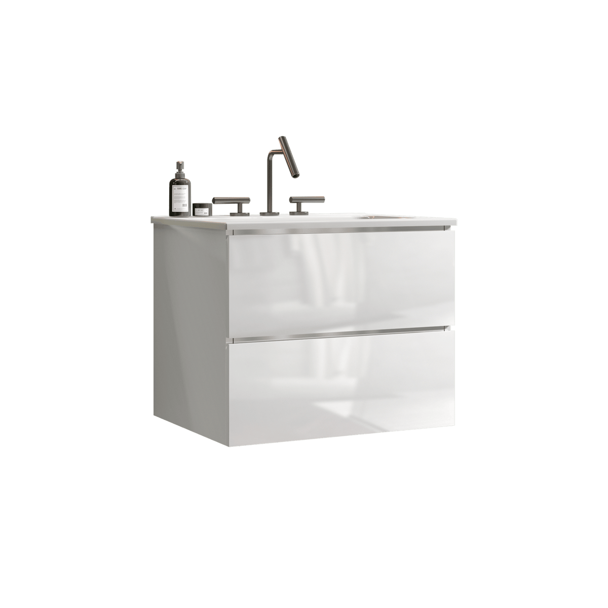 TIA Glossy White Floating Vanity with Soft-Closing Drawers