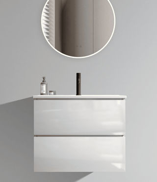 TIA Glossy Wall-Mounted Vanity with Integrated Sink