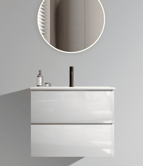 TIA Glossy Wall-Mounted Vanity with Integrated Sink