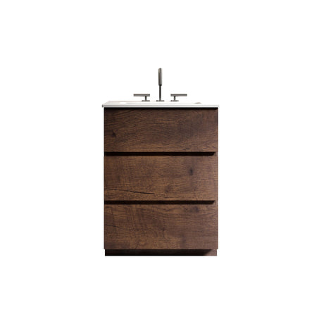 TIA Walnut Freestanding Bathroom Vanity with White Sink