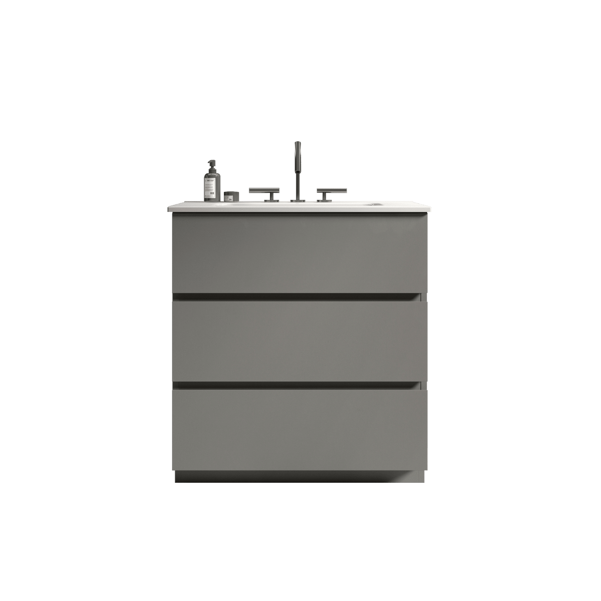 Tia Gray Bathroom Vanity with Soft-Closing Triple Drawers