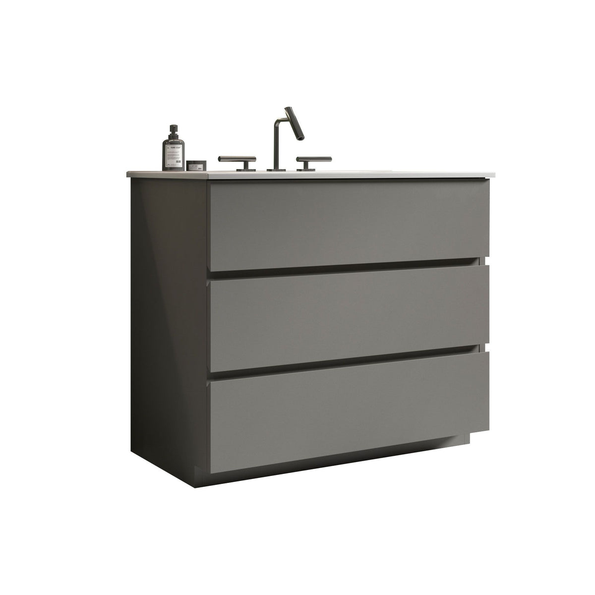 TIA Gray Bathroom Vanity with Sink, Freestanding, Soft-Close Drawers