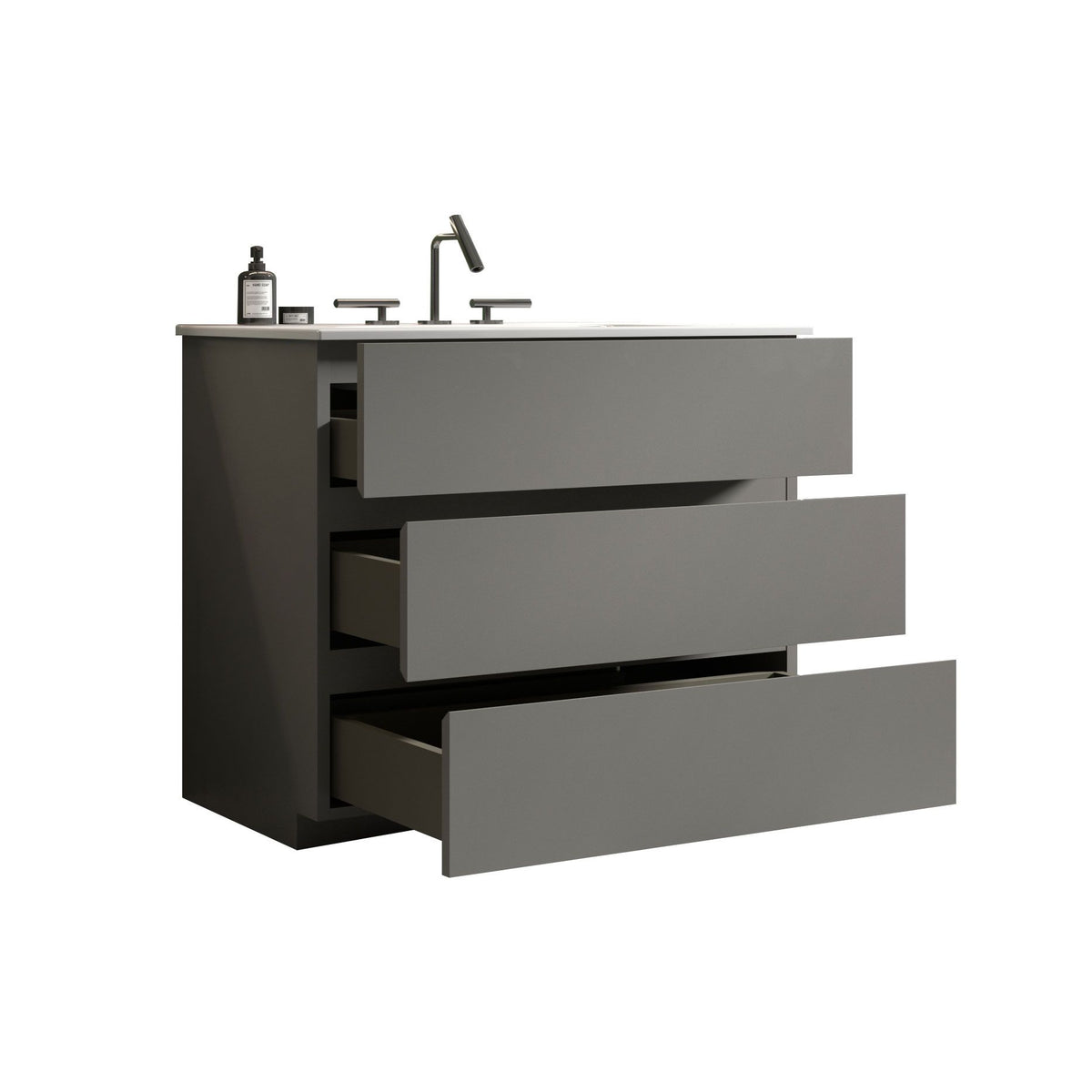 TIA Gray Bathroom Vanity with Sink, Freestanding, Soft-Close Drawers