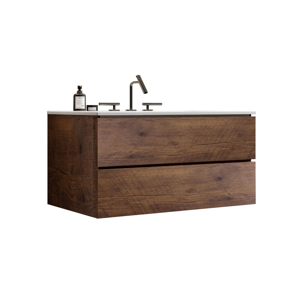 TIA Walnut and White Floating Bathroom Vanity