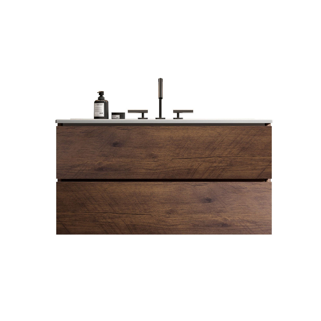 TIA Walnut and White Floating Bathroom Vanity