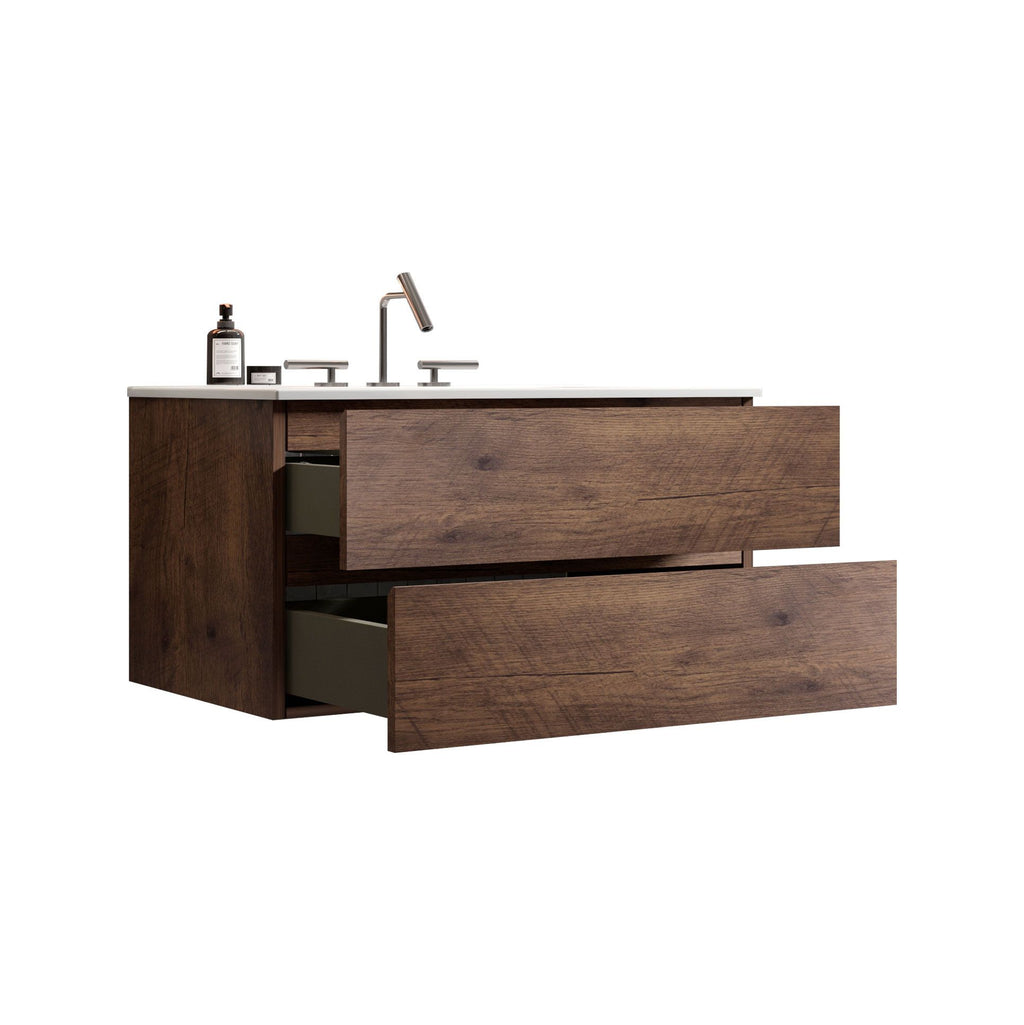 TIA Walnut and White Floating Bathroom Vanity