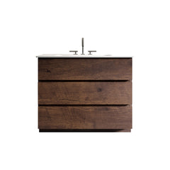 TIA Walnut Bathroom Vanity with Sink and Soft-Close Drawers