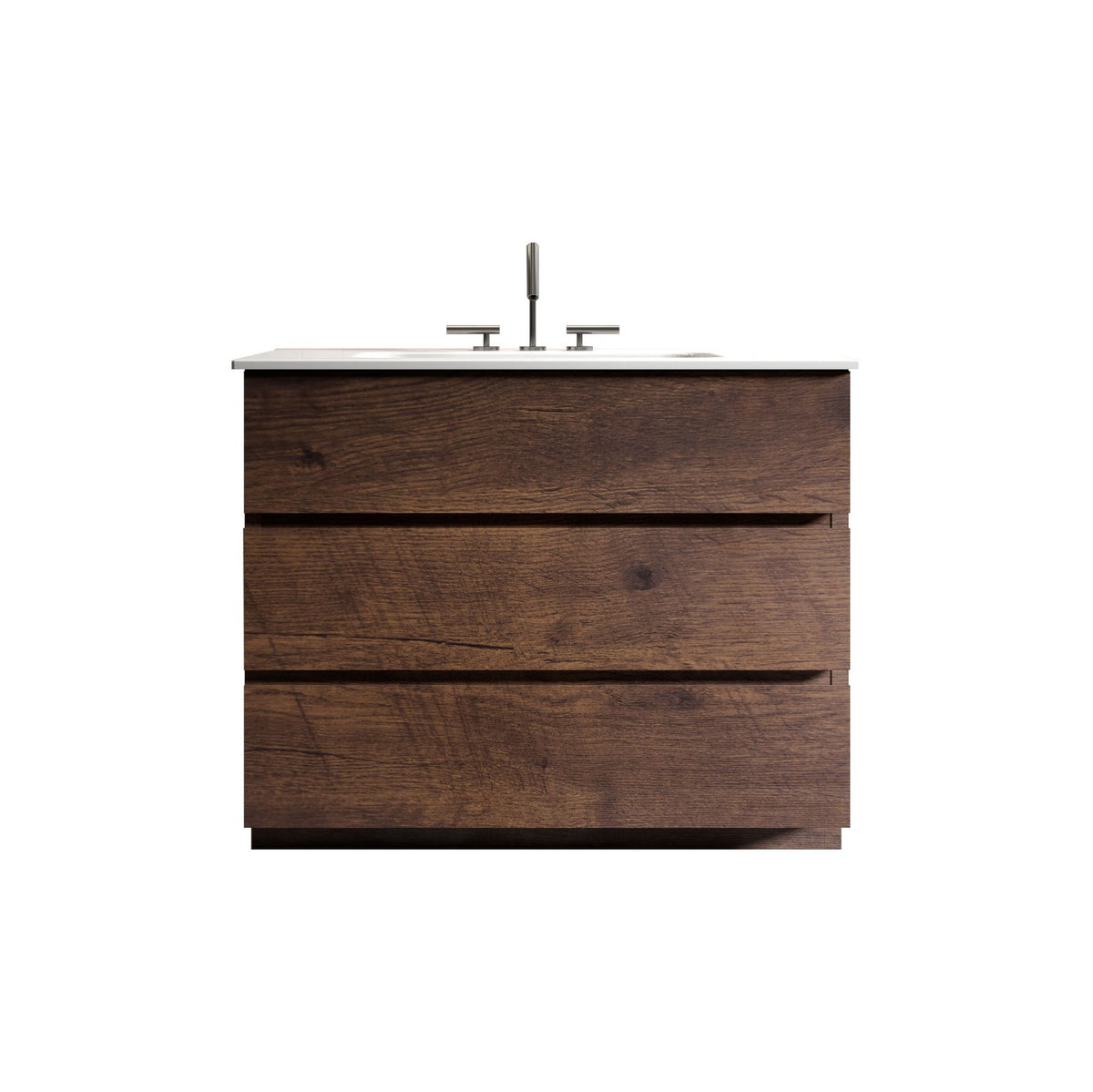 TIA Walnut Bathroom Vanity with Sink and Soft-Close Drawers