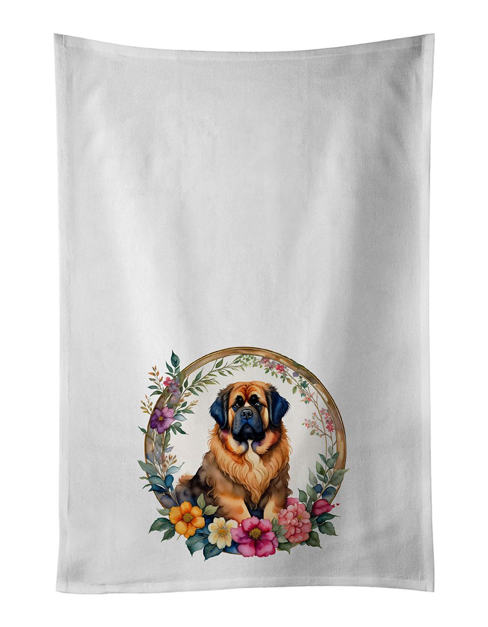 Tibetan Mastiff and Flowers Kitchen Towel Pair