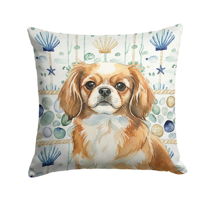 Tibetan Spaniel Coastal Sea Glass Throw Pillow Decorative Indoor Outdoor Accent Cushion for Couch, B
