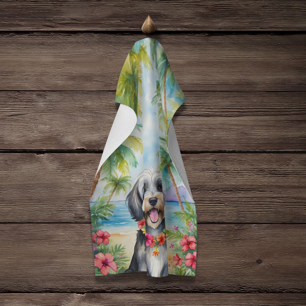 Tibetan Terrier Luau Dual-Sided Kitchen Towel