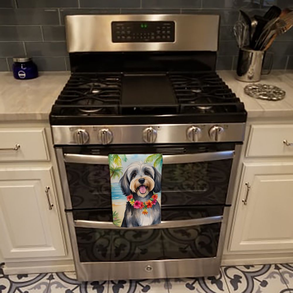 Tibetan Terrier Luau Dual-Sided Kitchen Towel