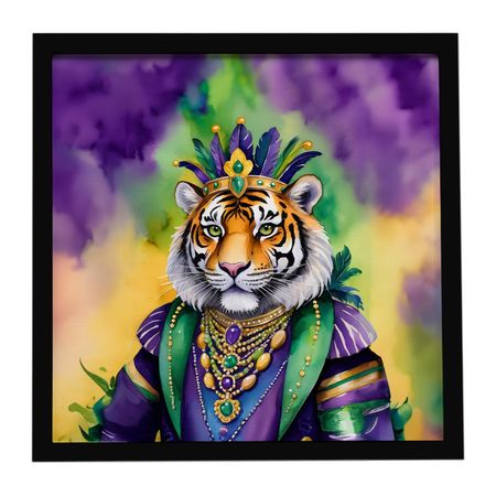 Tiger the King of Mardi Gras Framed Wall Art