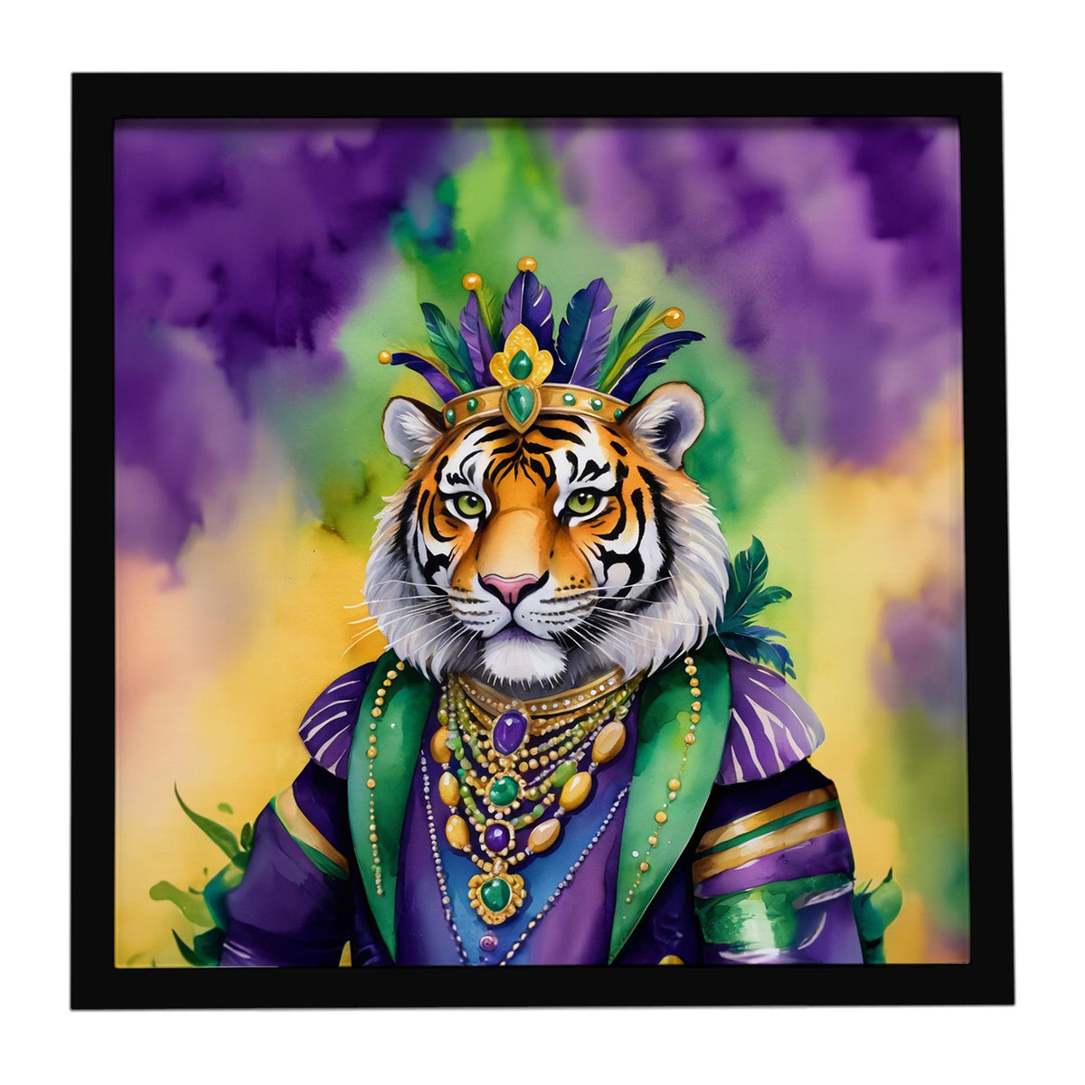 Tiger the King of Mardi Gras Framed Wall Art