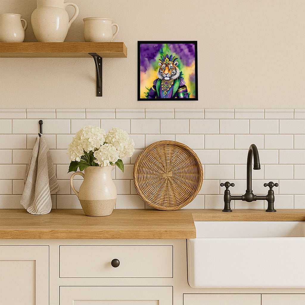 Tiger the King of Mardi Gras Framed Wall Art