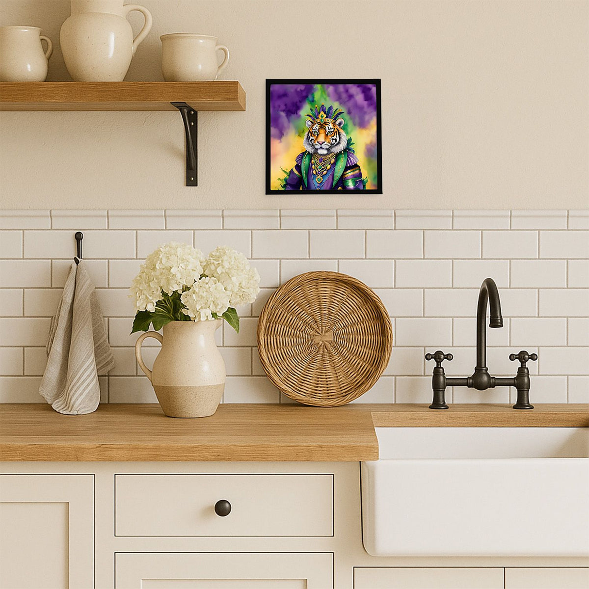 Tiger the King of Mardi Gras Framed Wall Art