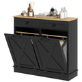 Tilt-Out Laundry Hamper Cabinet with Separated Baskets and Secure Design