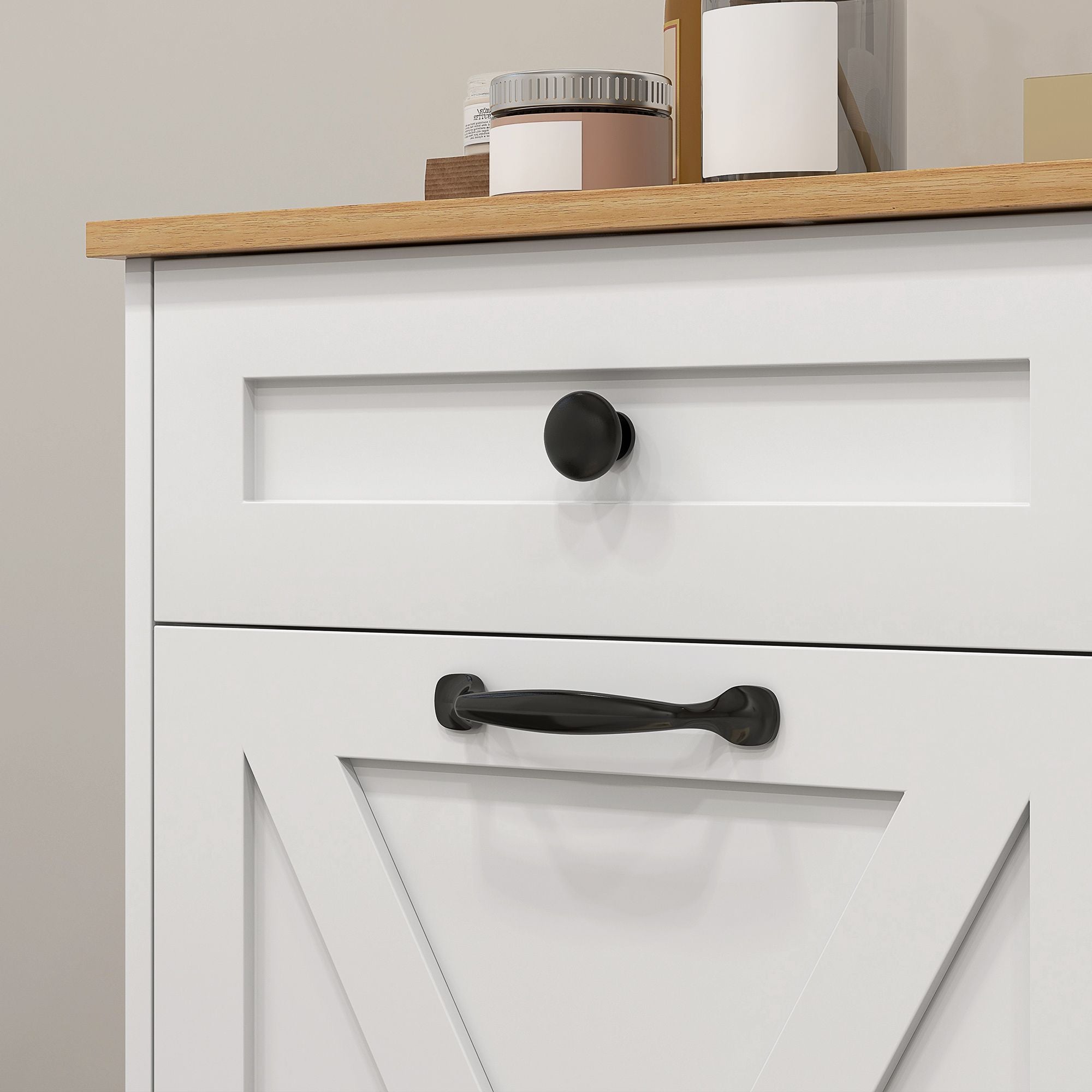 Tilt-Out Laundry Hamper Cabinet with Two Sorting Baskets