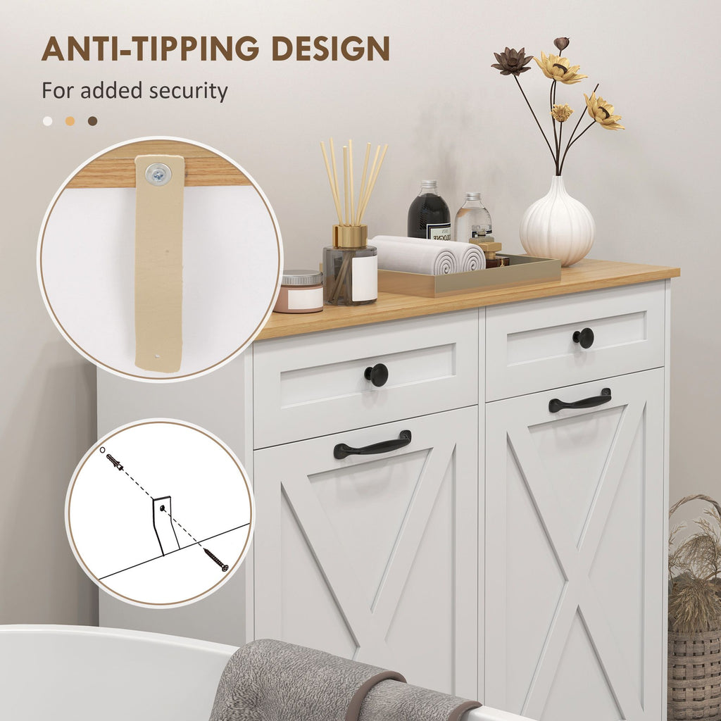 Tilt-Out Laundry Hamper Cabinet with Two Sorting Baskets